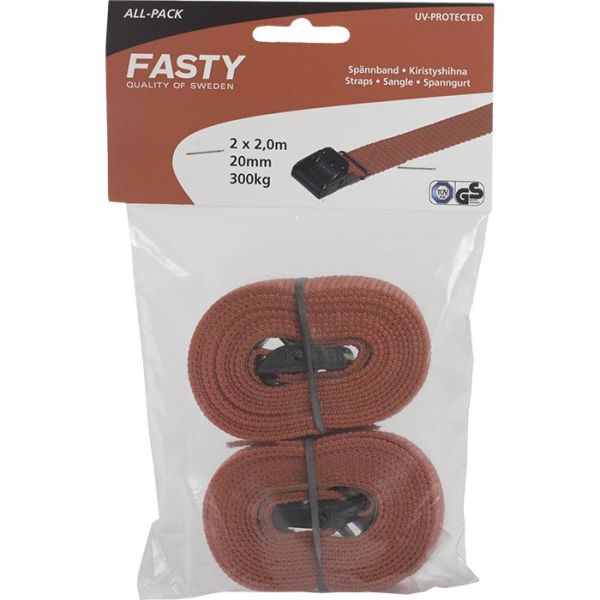 Spennreim Fasty 157 2-pakning, All-pack Rød, 2000 mm